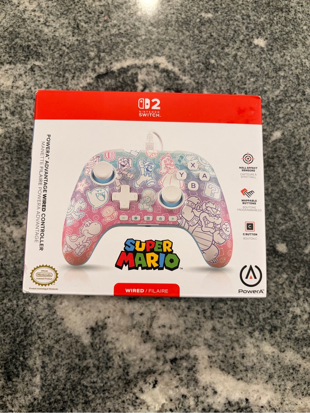 Nintendo Super Mario Wired Controller - Pink/White/Blue Artwork